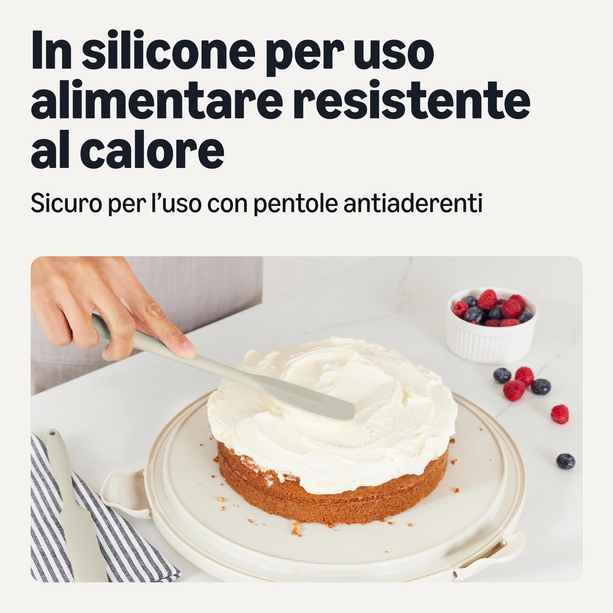 Amazon Basics Set 5 Spatole Silicone Grigio Lino Antiaderenti