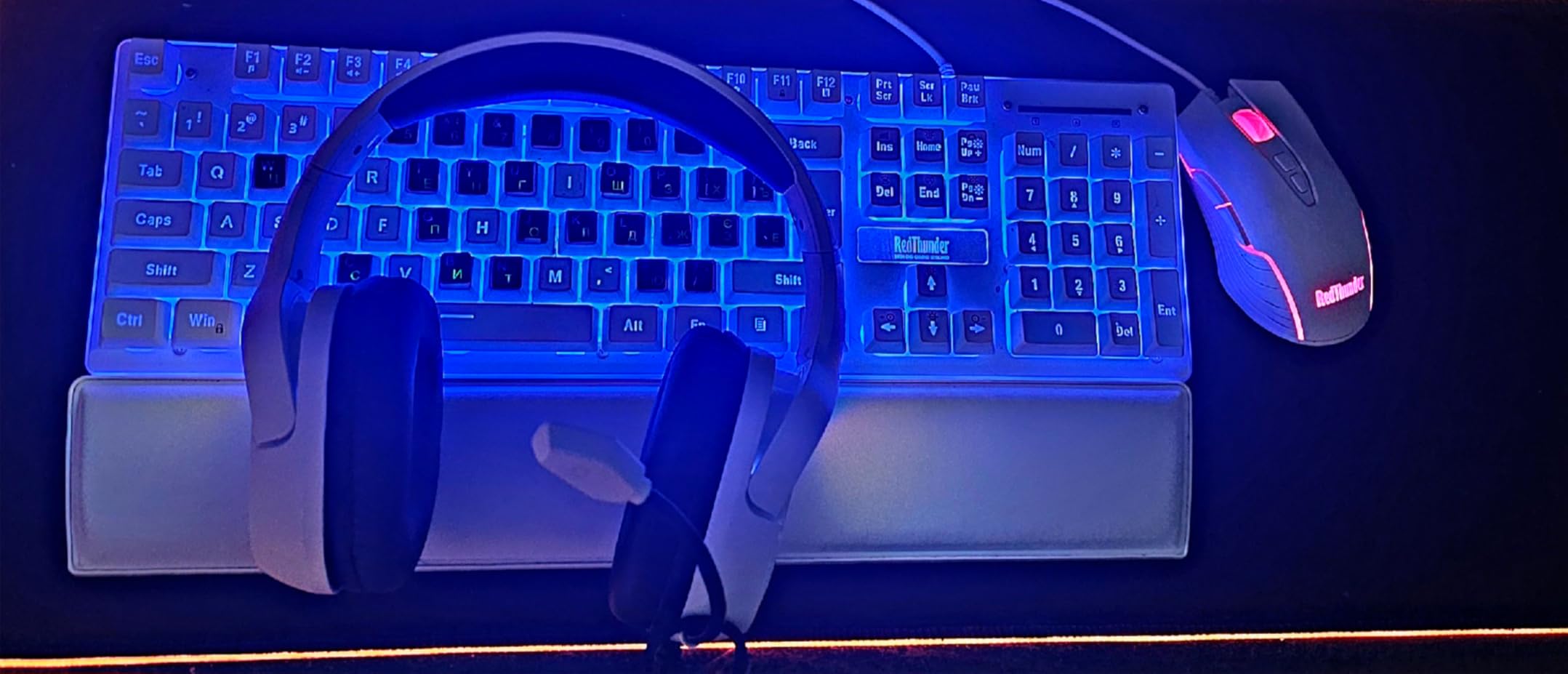RedThunder K10 Combo Tastiera e Mouse Cablati Bianchi RGB