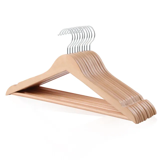 Amazon Basics Grucce Legno Naturale 10 Pezzi per Abiti FSC