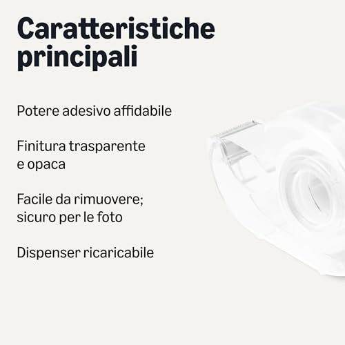 Amazon Basics Nastro Adesivo Invisibile Opaco 3 Rotoli 7,6 m