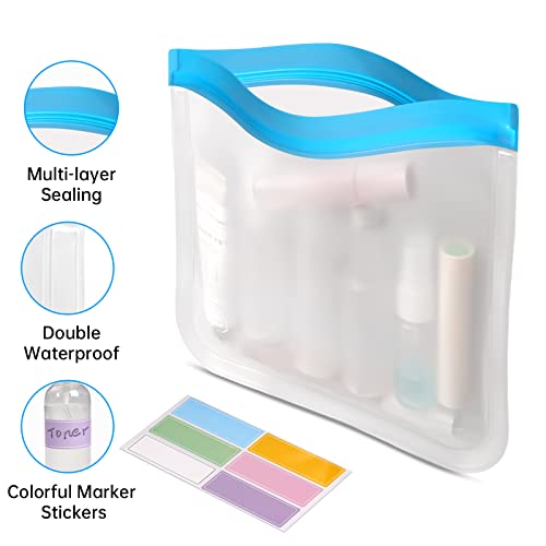 RealPlus Sacchetto Liquidi Aereo 1L Trasparente Azzurro 2 Pezzi