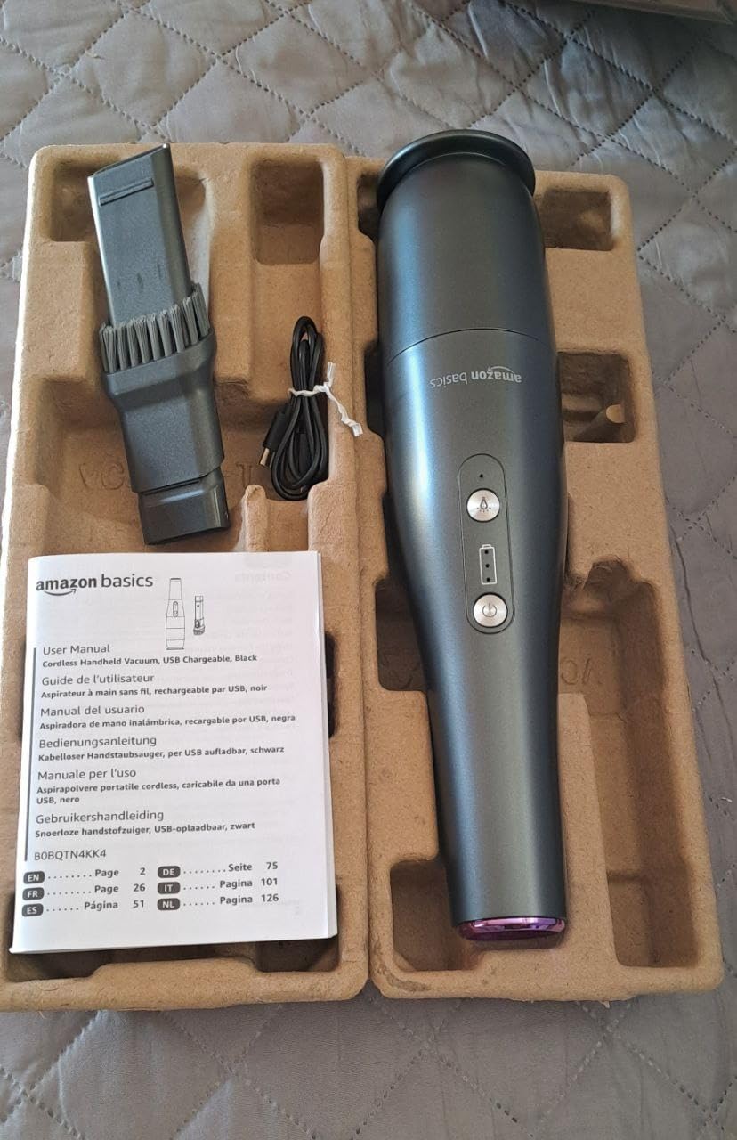AmazonBasics Aspirapolvere Manuale Senza Fili Nero USB