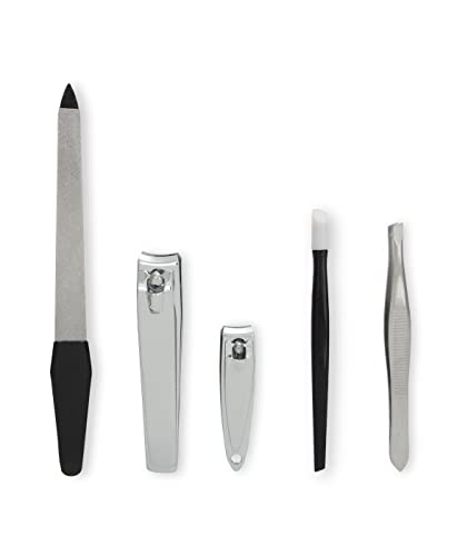 AmazonBasics Kit Toelettatura Manicure 5 Pezzi Acciaio