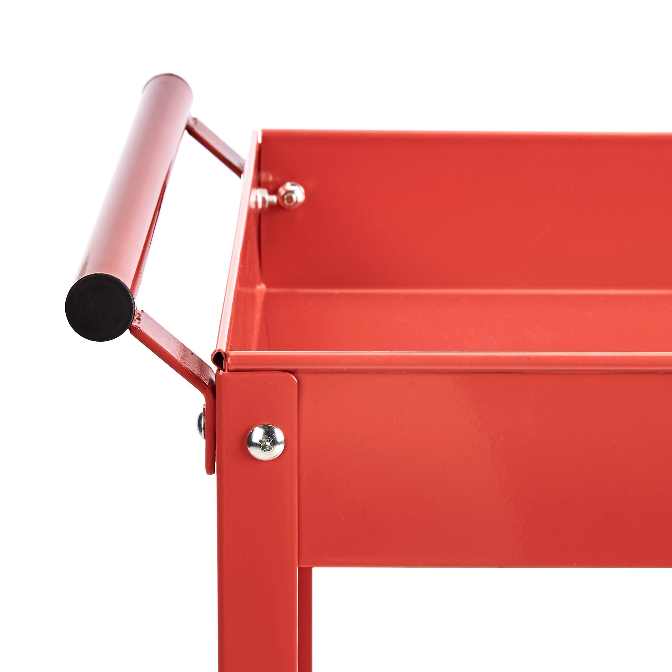Amazon Basics Carrello Multiuso 3 Ripiani Rosso Acciaio