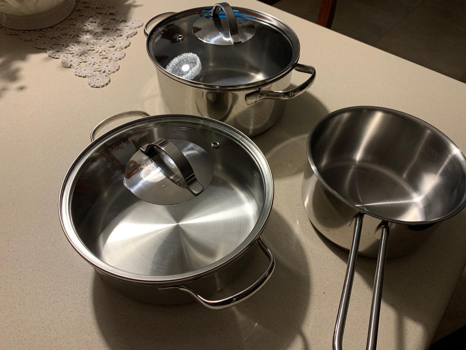 AmazonBasics Set Pentole Inox 5 Pezzi Induzione