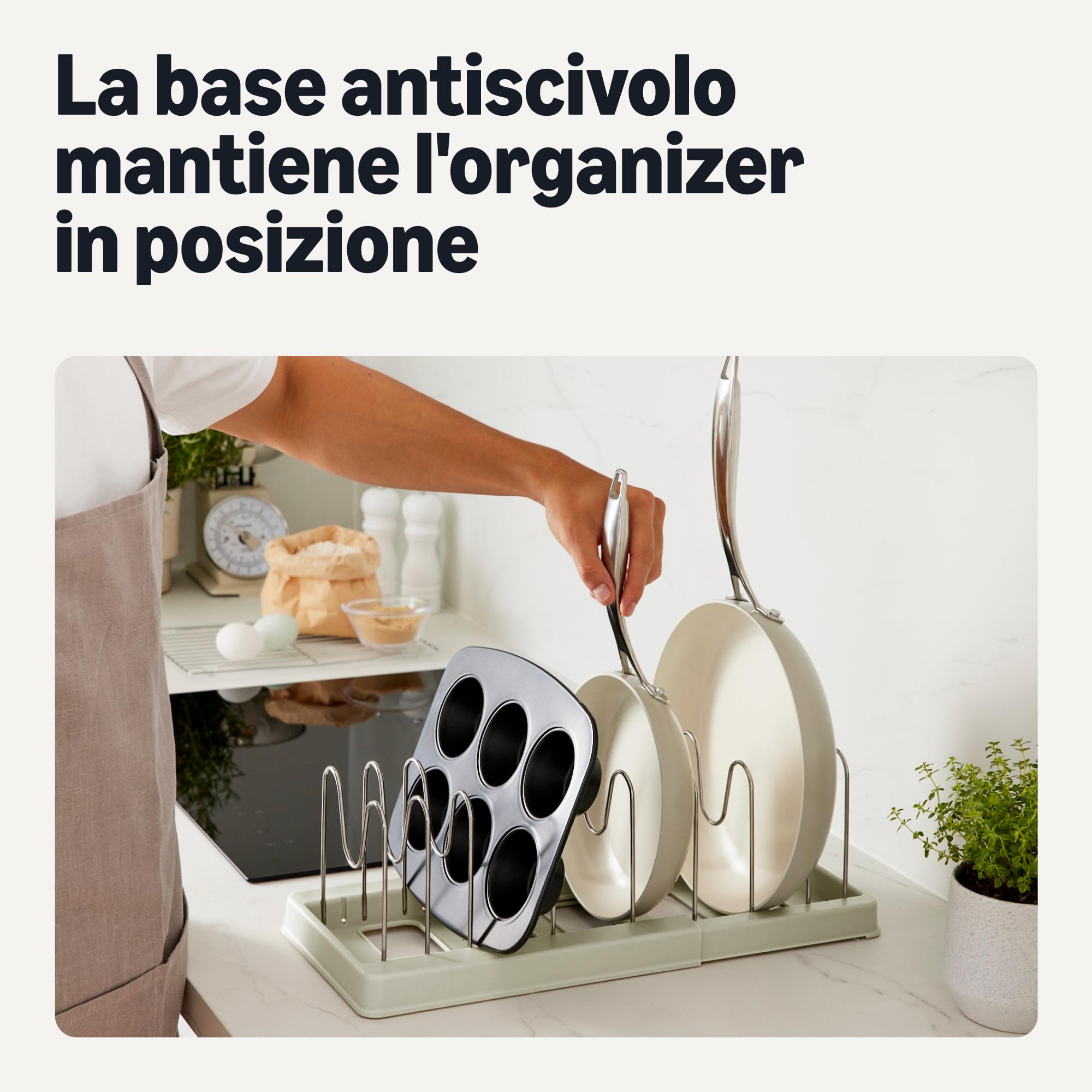 Amazon Basics organizer pentole acciaio 31-53 cm confezione da 1
