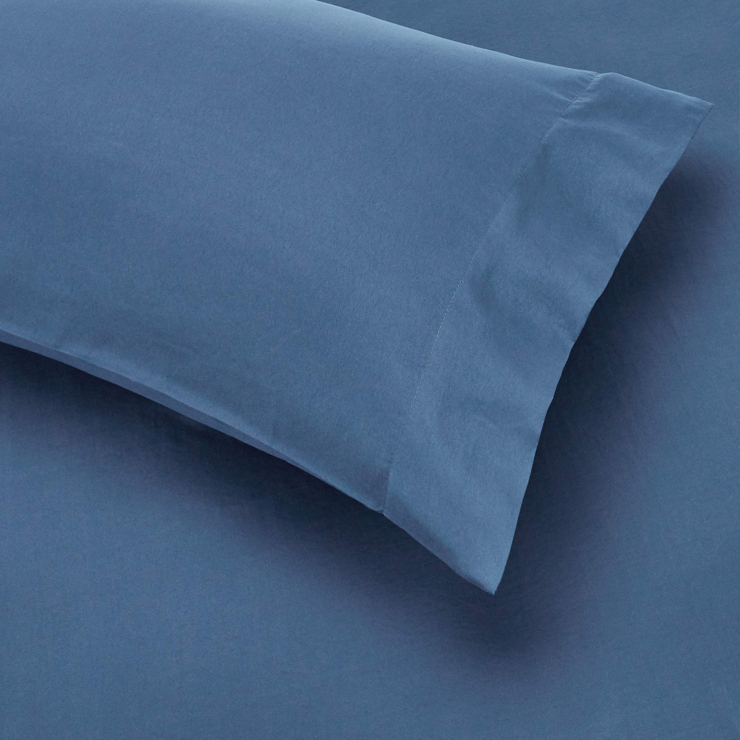 AmazonBasics Set Letto 5 Pezzi Piazza e Mezza Righe Blu Microfibra