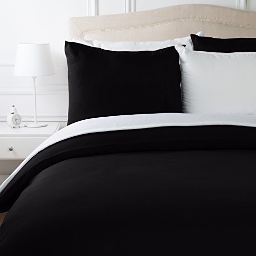 Amazon Basics Set Copripiumino Matrimoniale Microfibra Nero