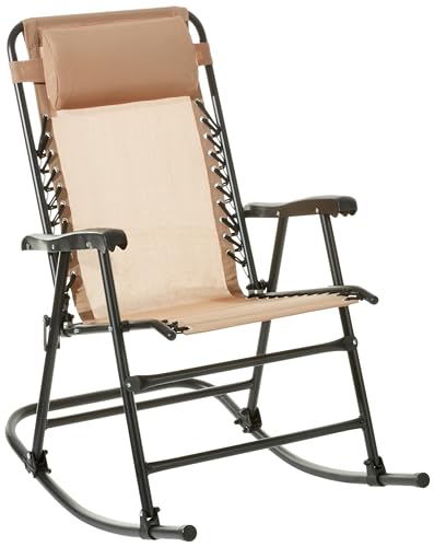 Amazon Basics Sedia a Dondolo Pieghevole Beige 98x95x66