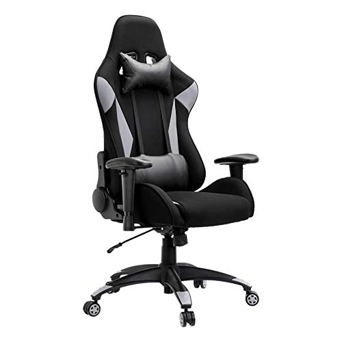 Amazon Basics Racing sedia gaming grigia in tessuto traspirante reclinabile
