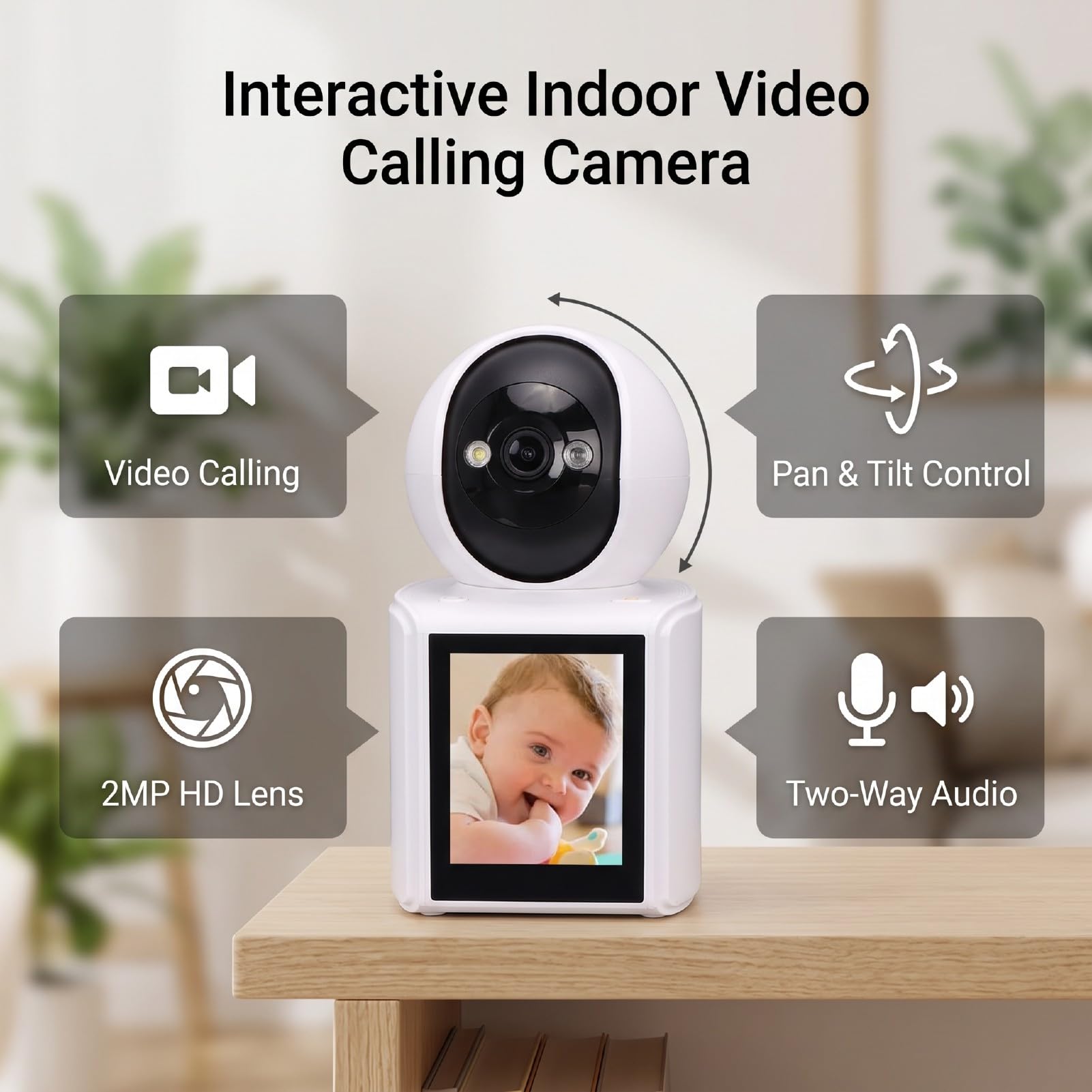 Elprico Telecamera Sicurezza WiFi con Schermo 2MP 1080p