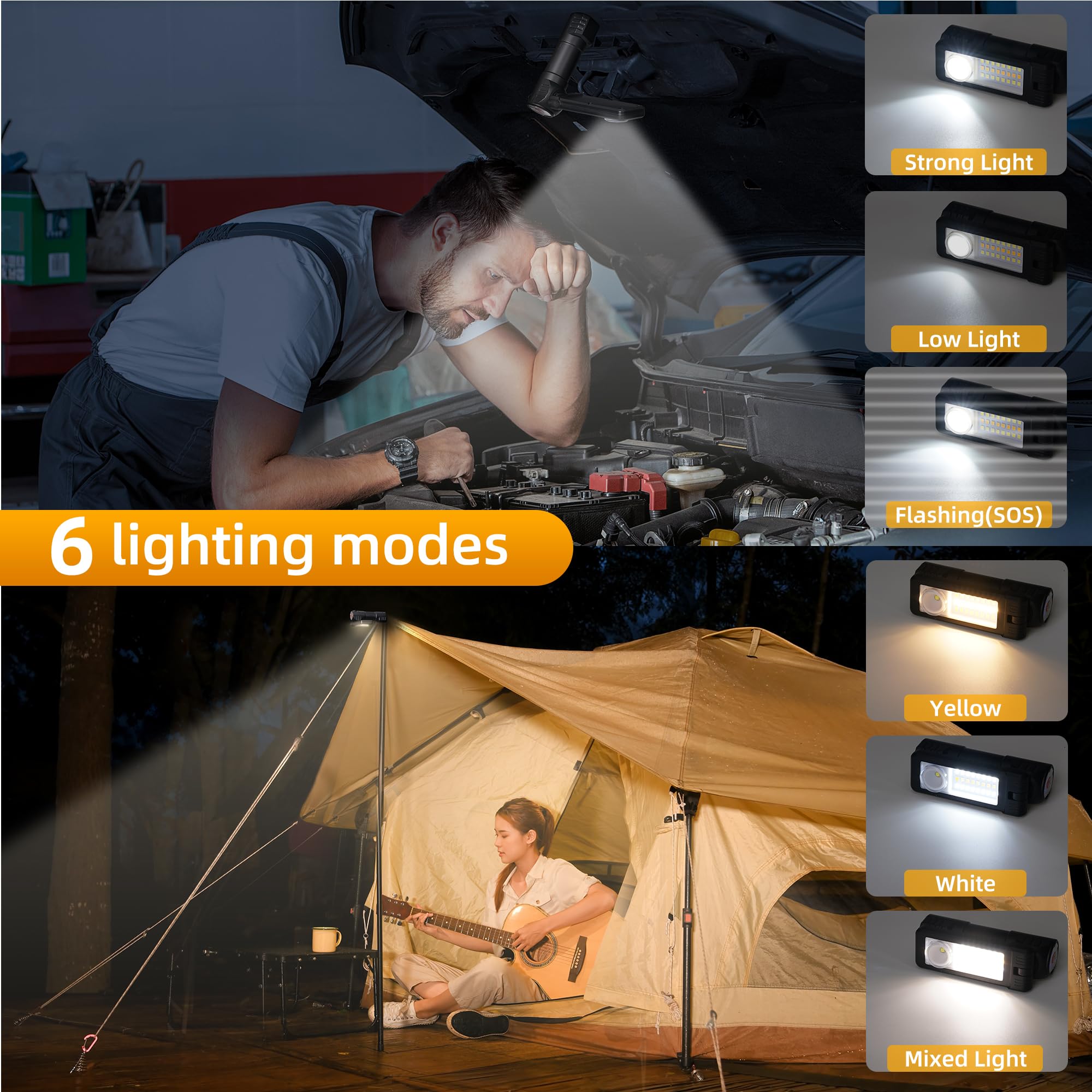 RealPlus lampada lavoro LED USB 2 pezzi magnetica 180 gradi