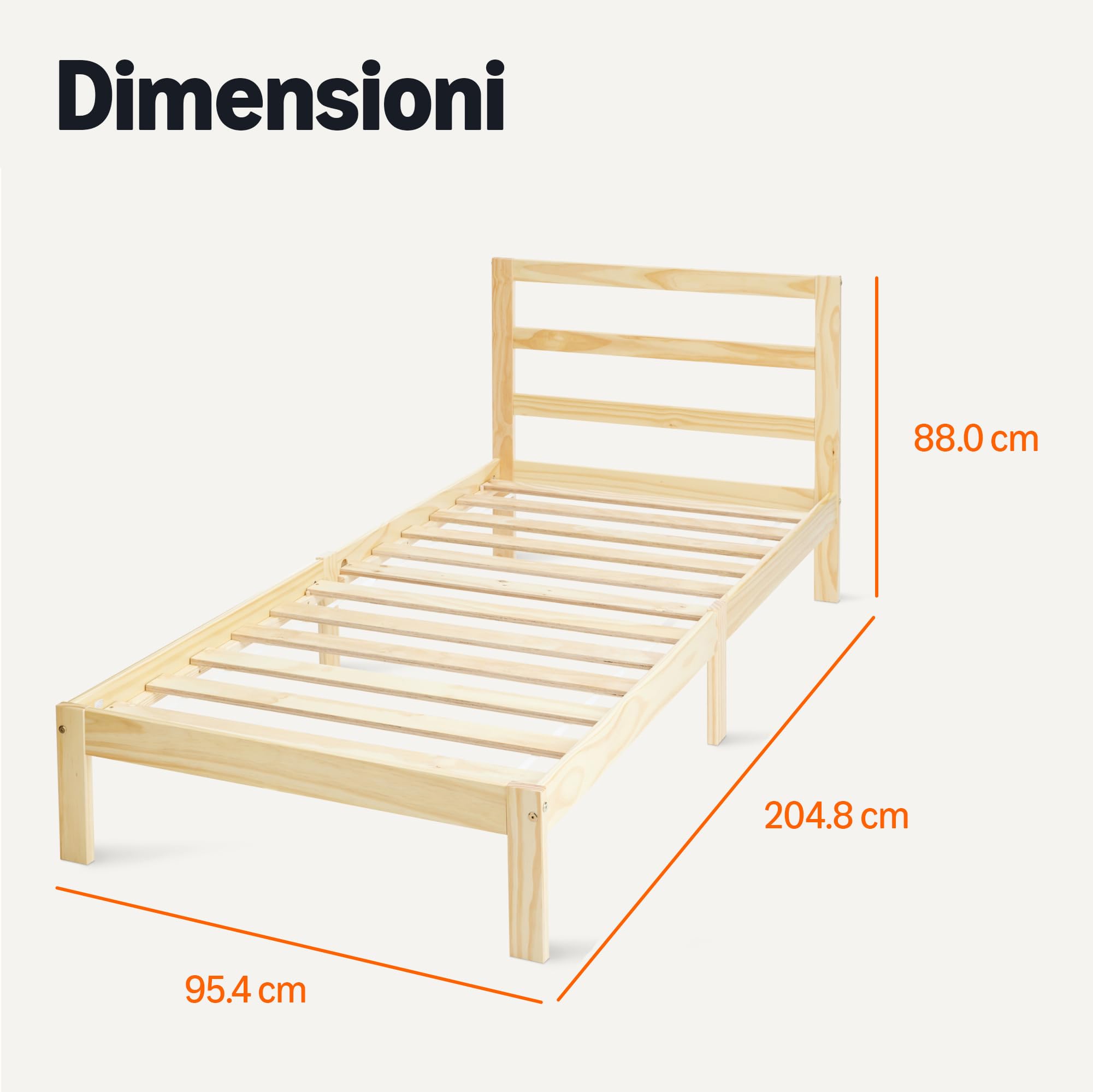 Amazon Basics letto singolo in pino 90x200 con testiera