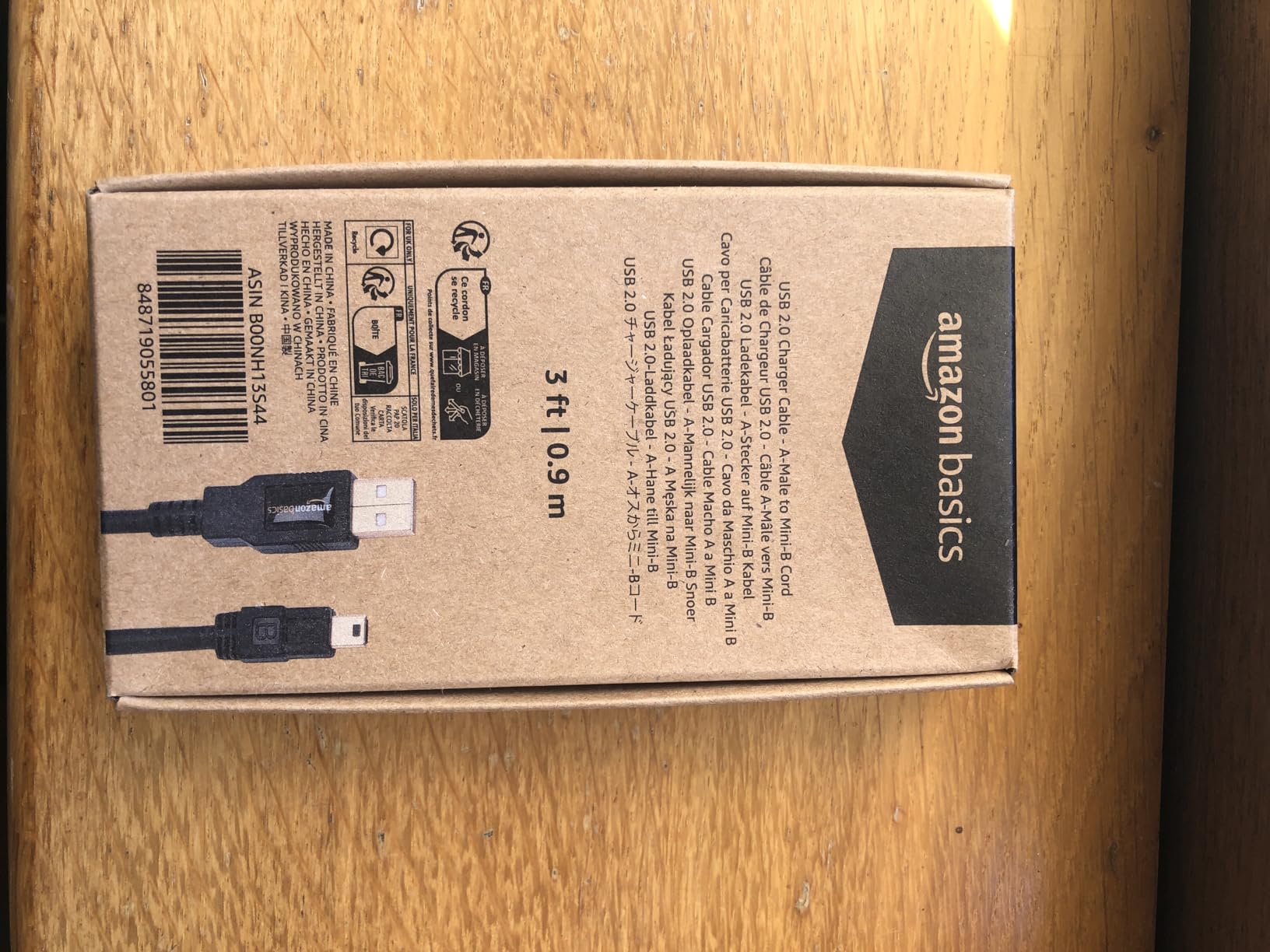 Amazon Basics Cavo USB-A Mini USB B 2.0 0.9m Nero Alta Velocità