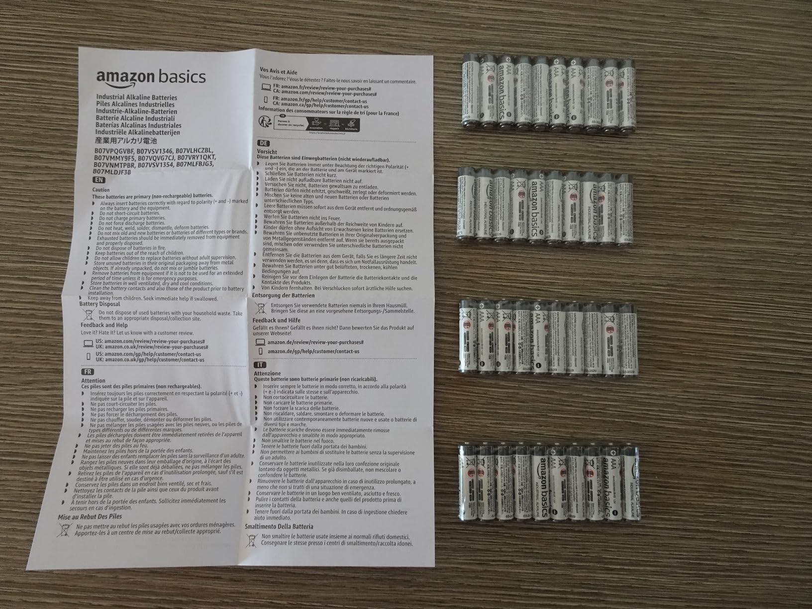 Amazon Basics Batterie Alcaline AAA 300 Pezzi Industriali