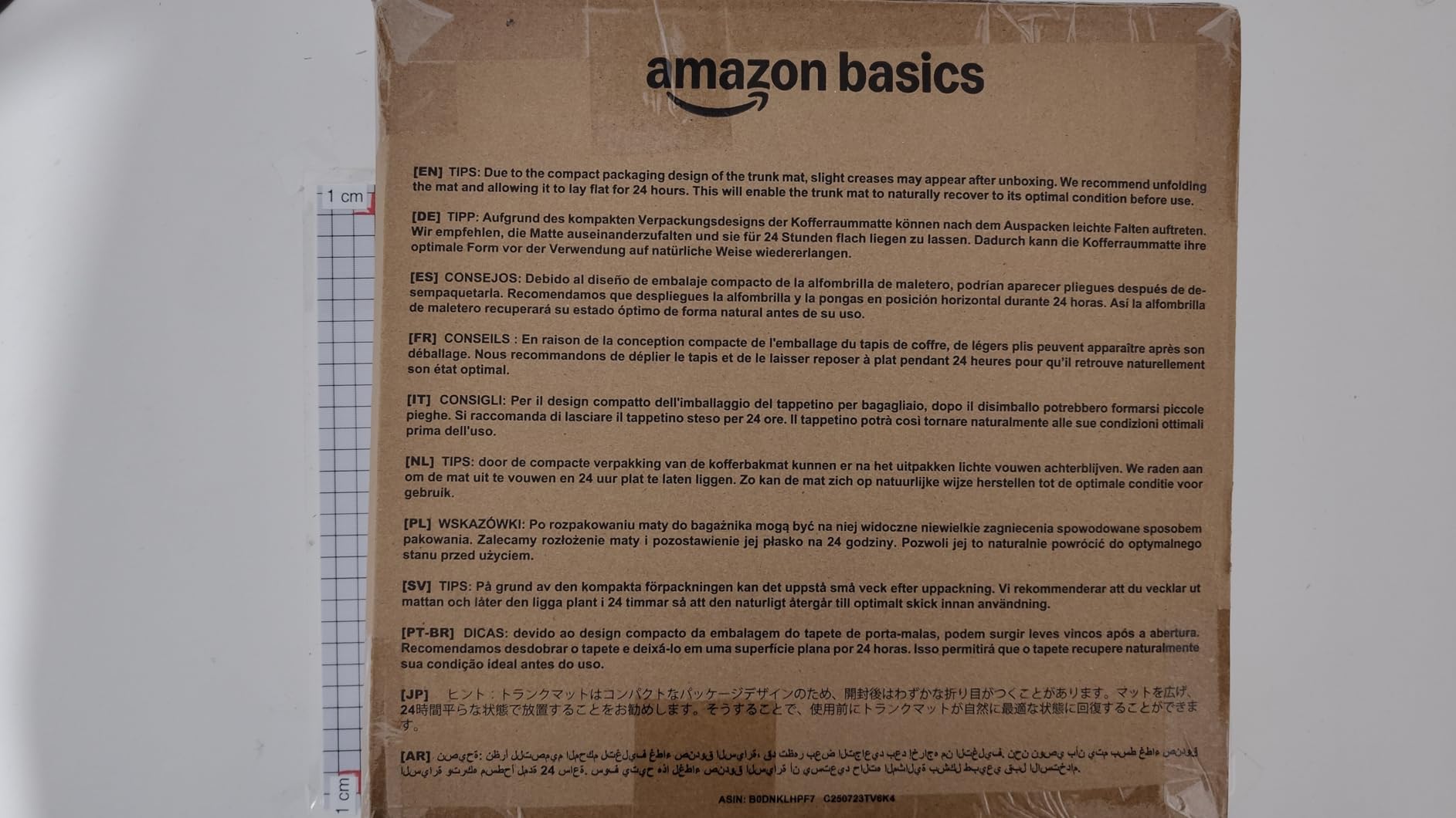 Amazon Basics tappetino bagagliaio PVC nero 132,8x94,5 cm