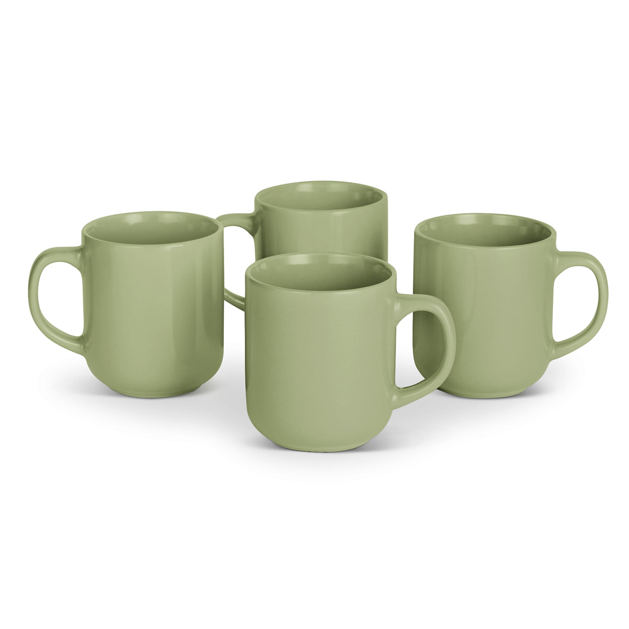 AmazonBasics Tazze Mug Gres 473ml Verde Oliva Set 4 Pezzi