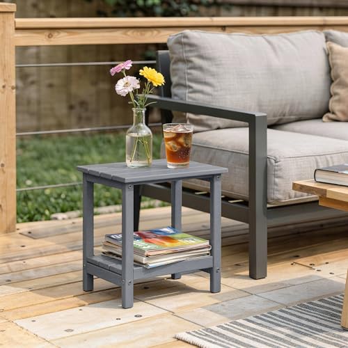 Amazon Basics Tavolino da Esterno Grigio 42x32x42 cm Acciaio