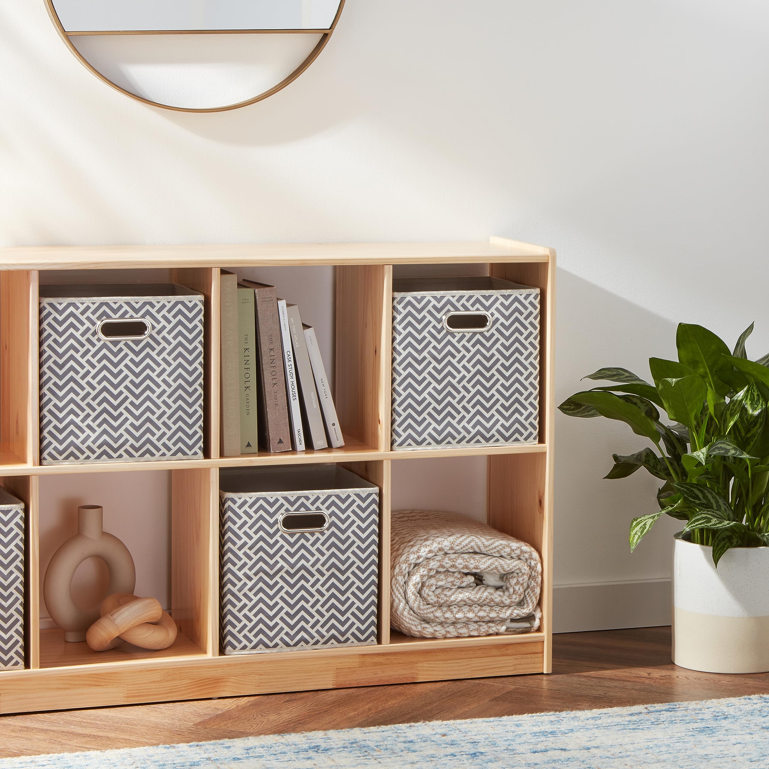 AmazonBasics Cubi Portaoggetti Tessuto Grigio Zig-Zag 6 pezzi