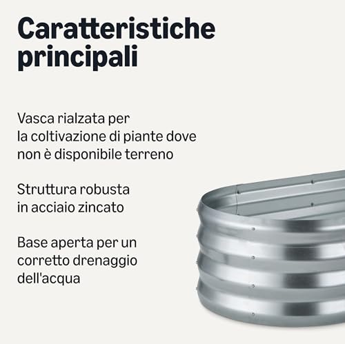 Amazon Basics letto giardino rialzato aiuola 122x61cm argento acciaio