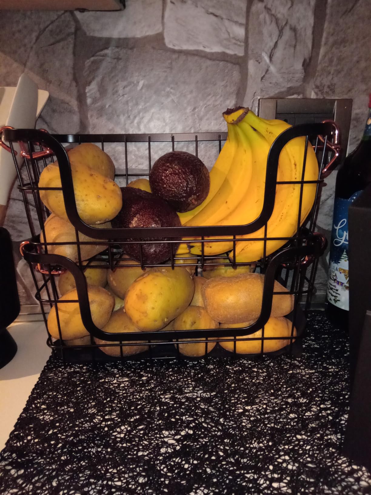 Amazon Basics Cesti Metallo Impilabili Neri 2 Pezzi Cucina