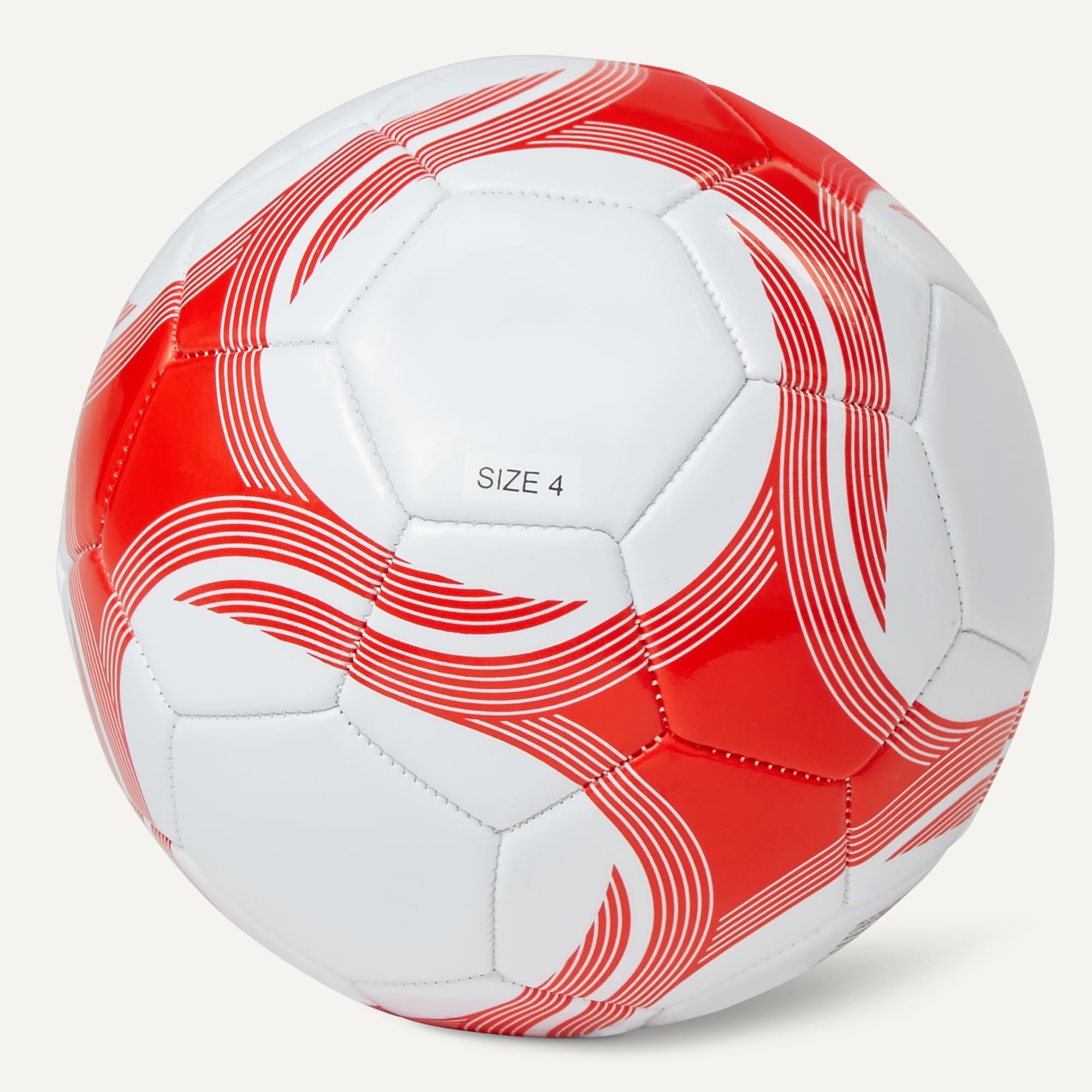 AmazonBasics Pallone Calcio Misura 4 con Pompa Bianco Rosso