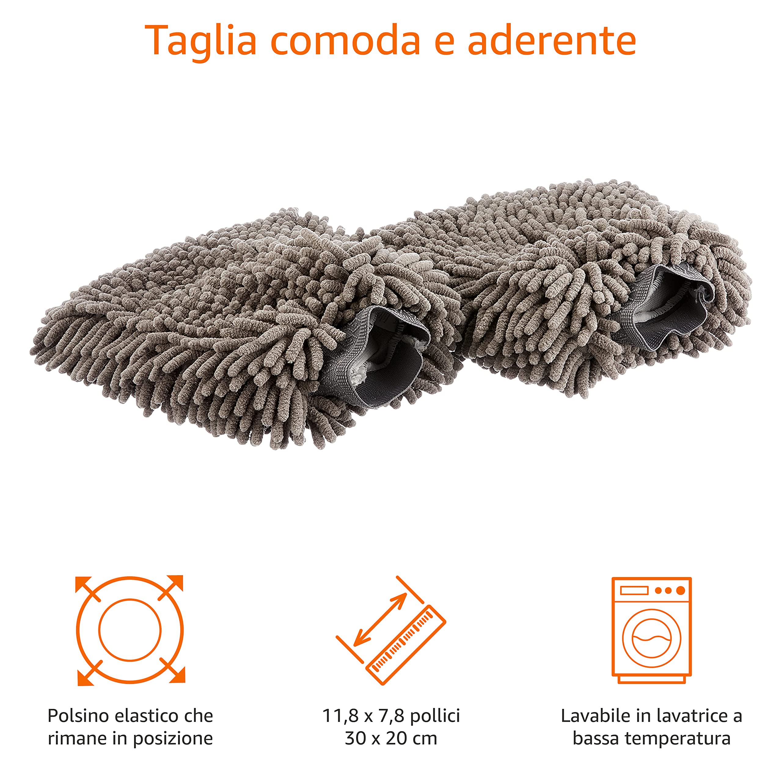 Amazon Basics Deluxe Guanti Microfibra Auto 30x20 cm 2 Pezzi Grigi