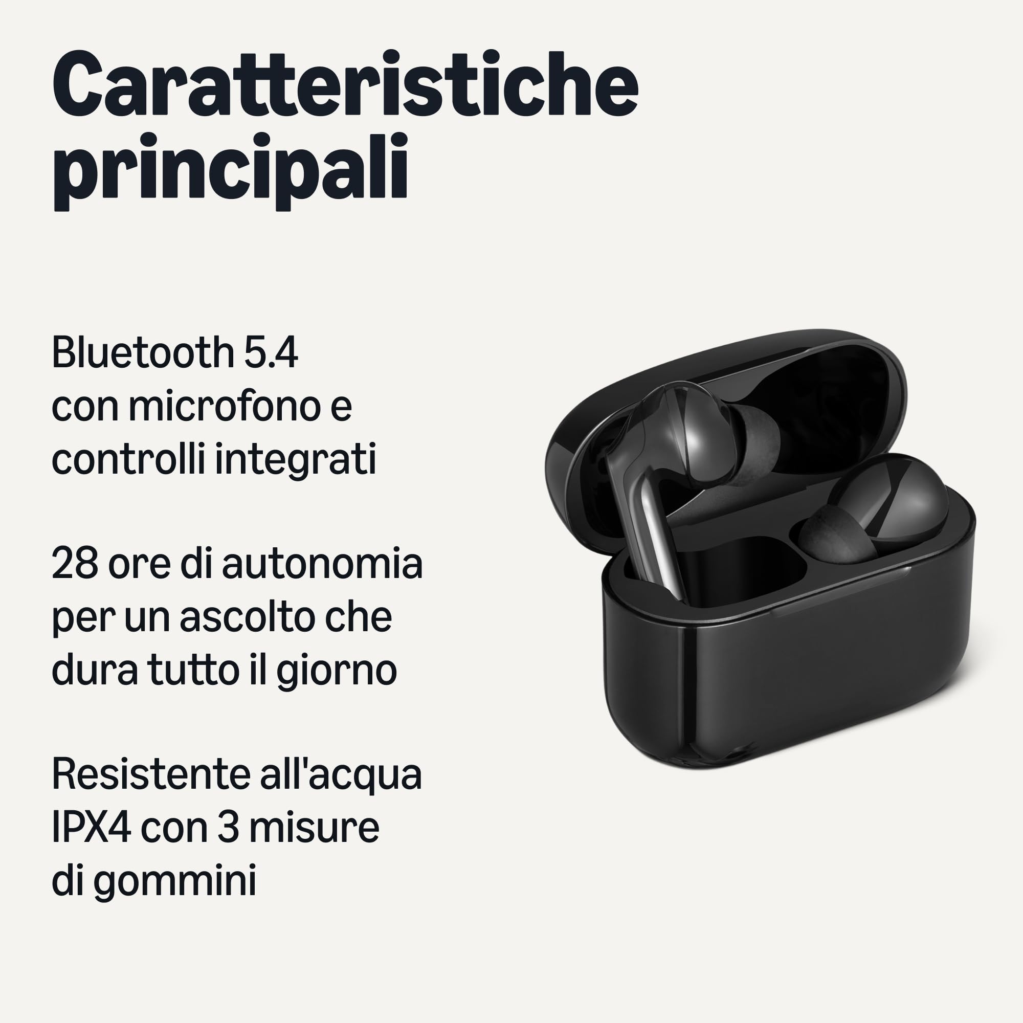 Amazon Basics Bluetooth 5.4 cuffie wireless nero 28 ore IPX4