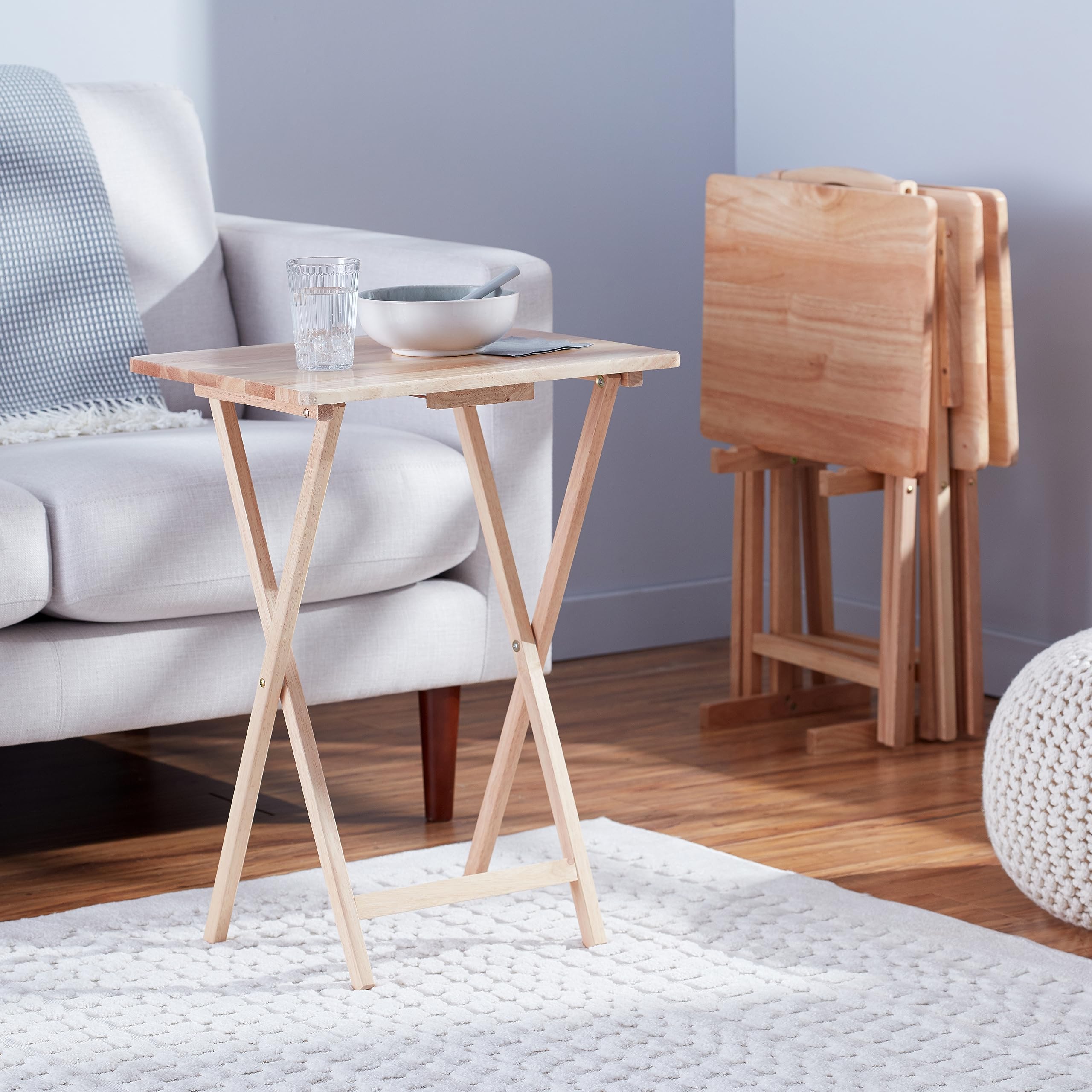 Amazon Basics Tavolini Pieghevoli Legno Set 4 pezzi naturale