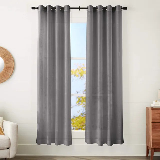 AmazonBasics Sheer Classic tenda trasparente 2 pz grigio scuro 50x95 occhielli