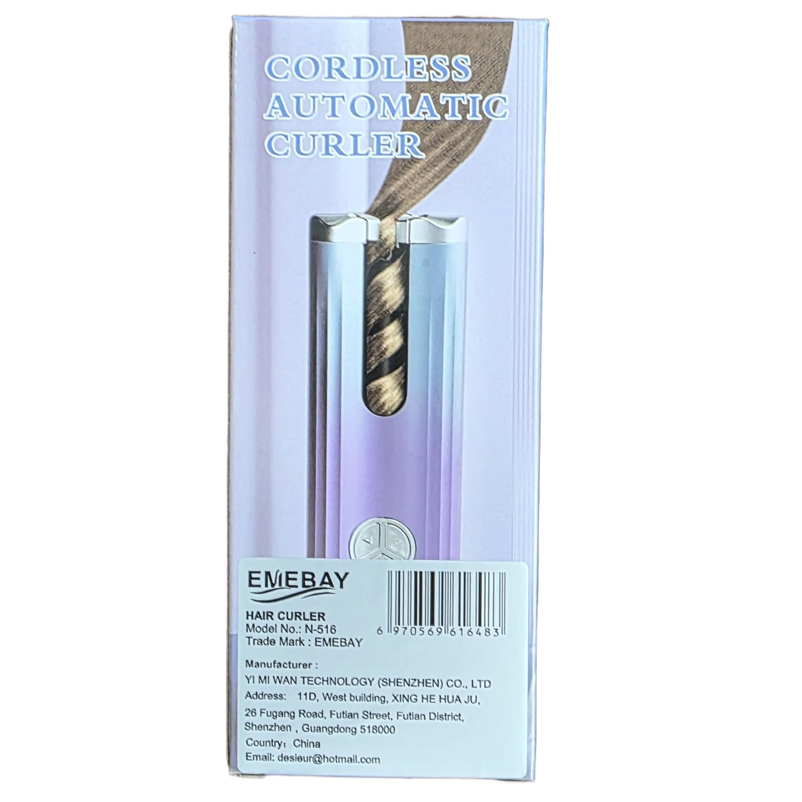 EMEBAY Ferro Arricciacapelli Automatico Senza Fili Ceramica USB
