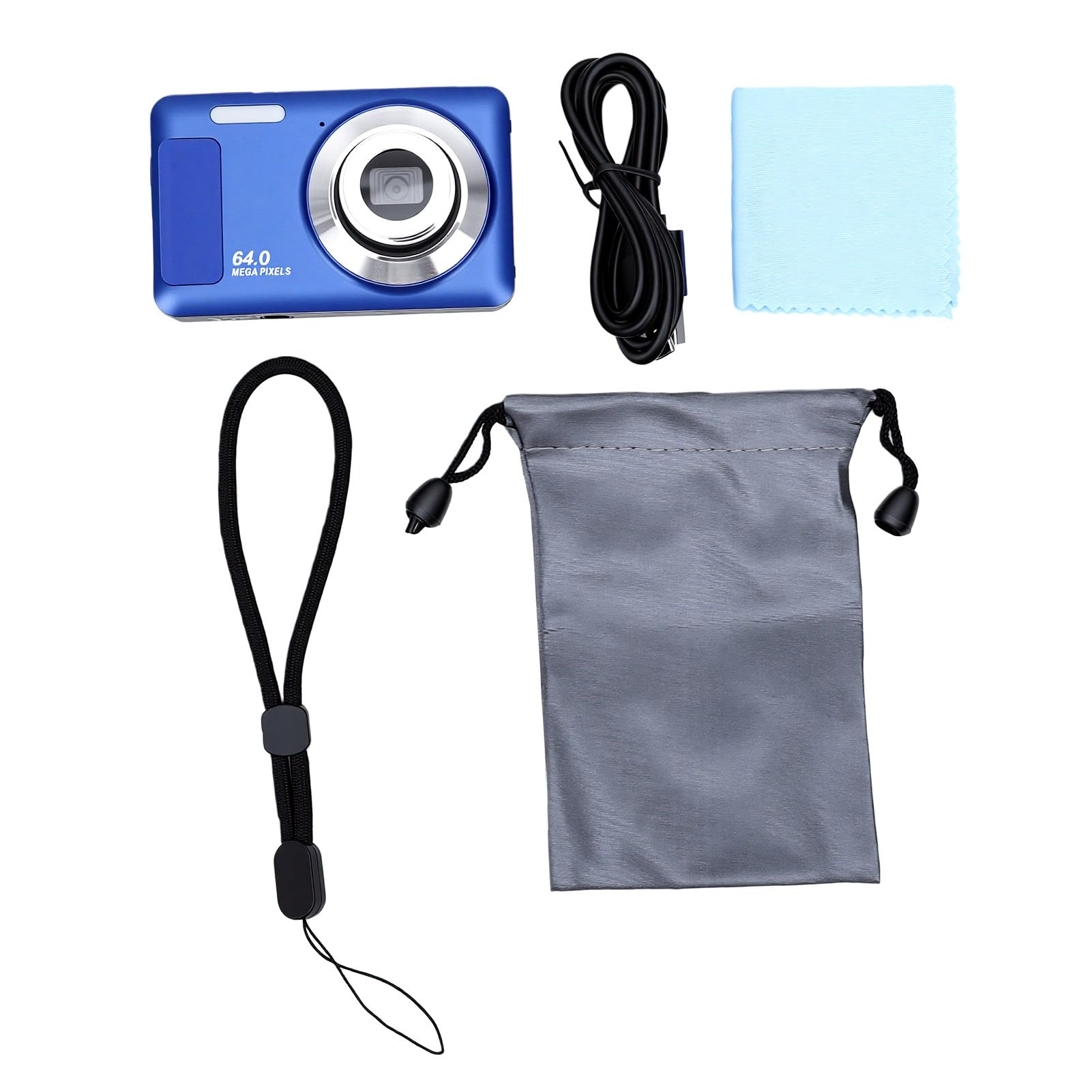 Elprico Fotocamera Digitale 4K 64MP Blu Zoom 16x