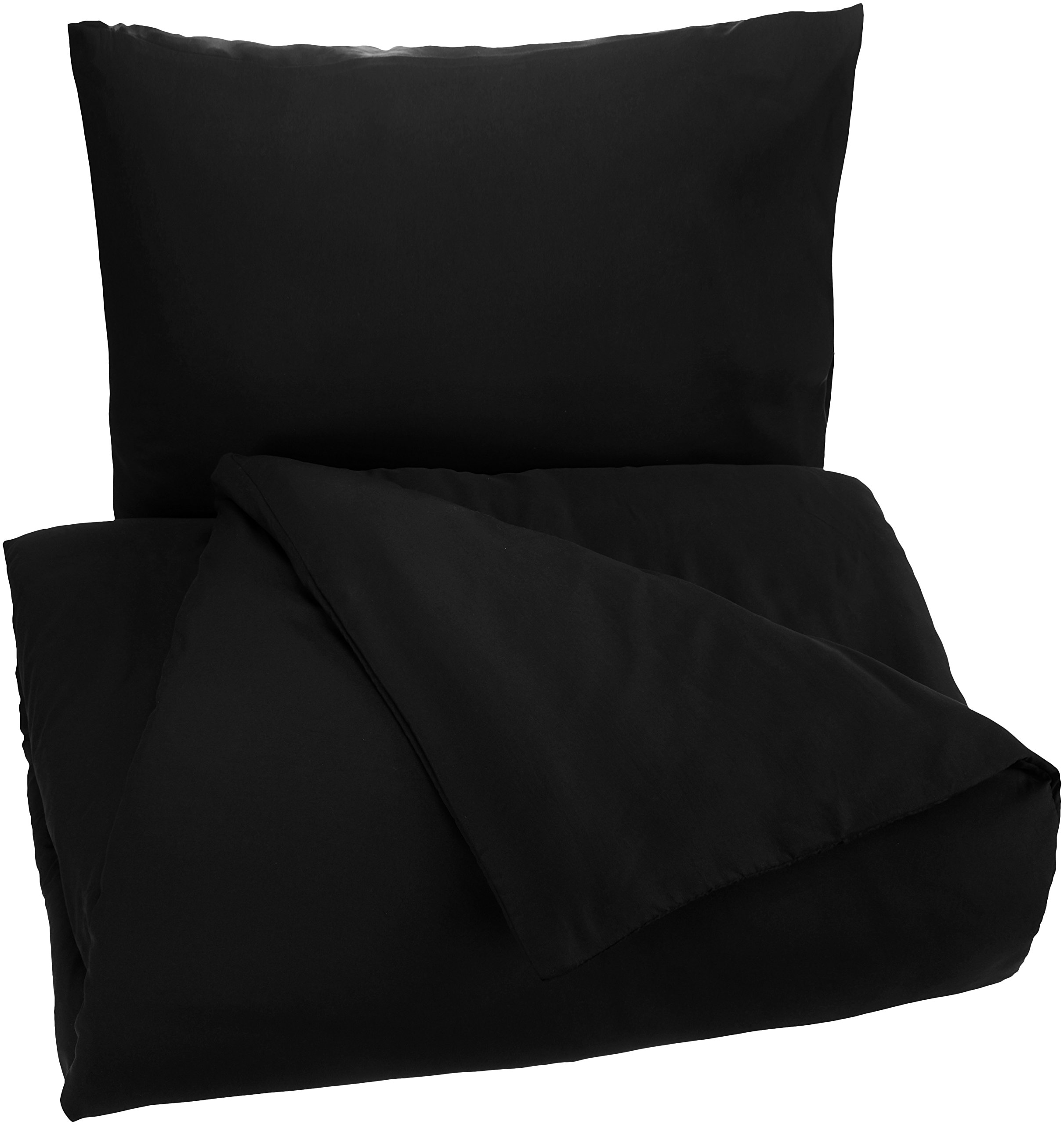 Amazon Basics Set Copripiumino Singolo Microfibra 140x200 Nero