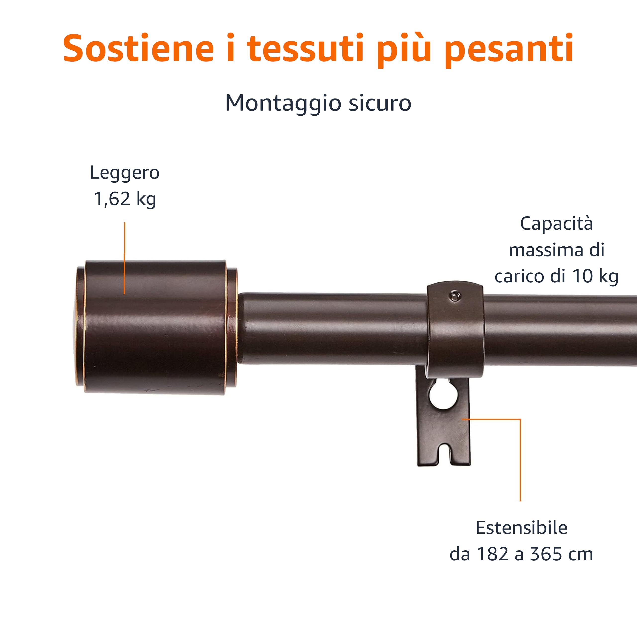 AmazonBasics bastone tenda estensibile 183-366 cm bronzo
