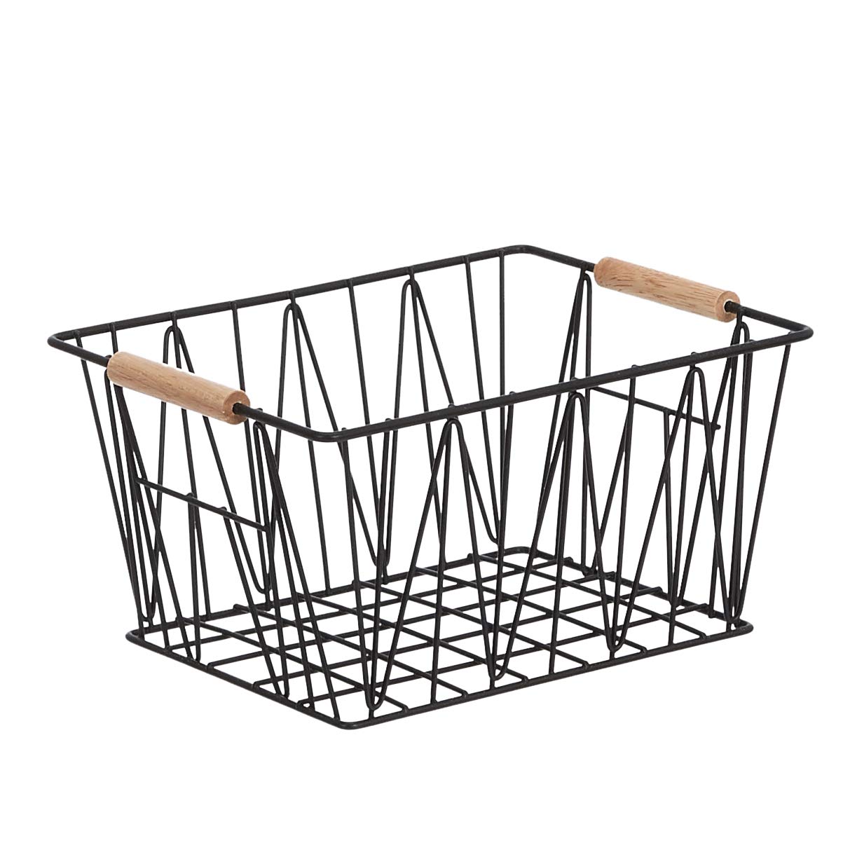 Amazon Basics Set 3 Cestini Filo Metallico Nero Impilabili