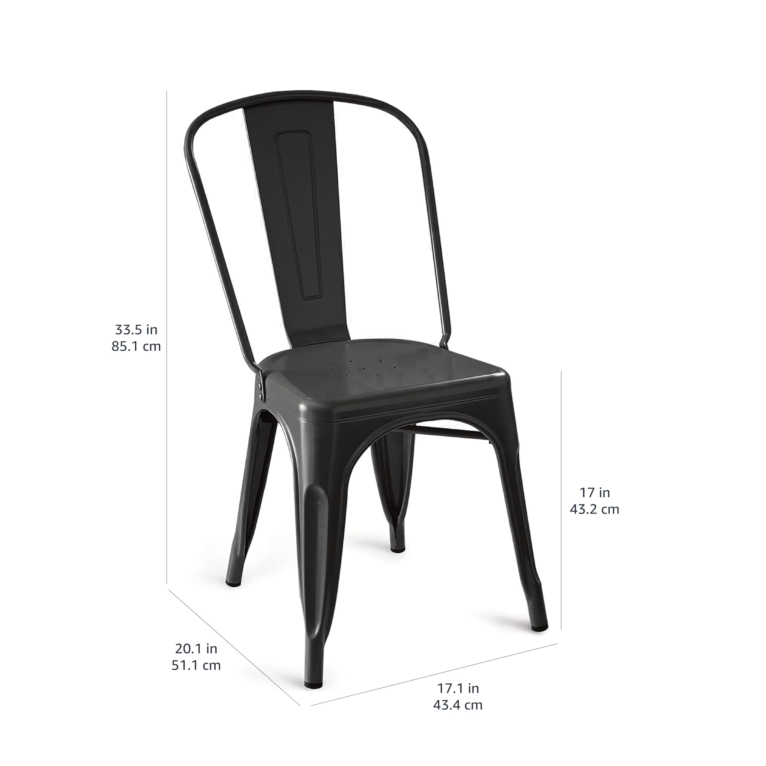 Amazon Basics Sedie Metallo Nere Impilabili Set 4 Pezzi Interno Esterno
