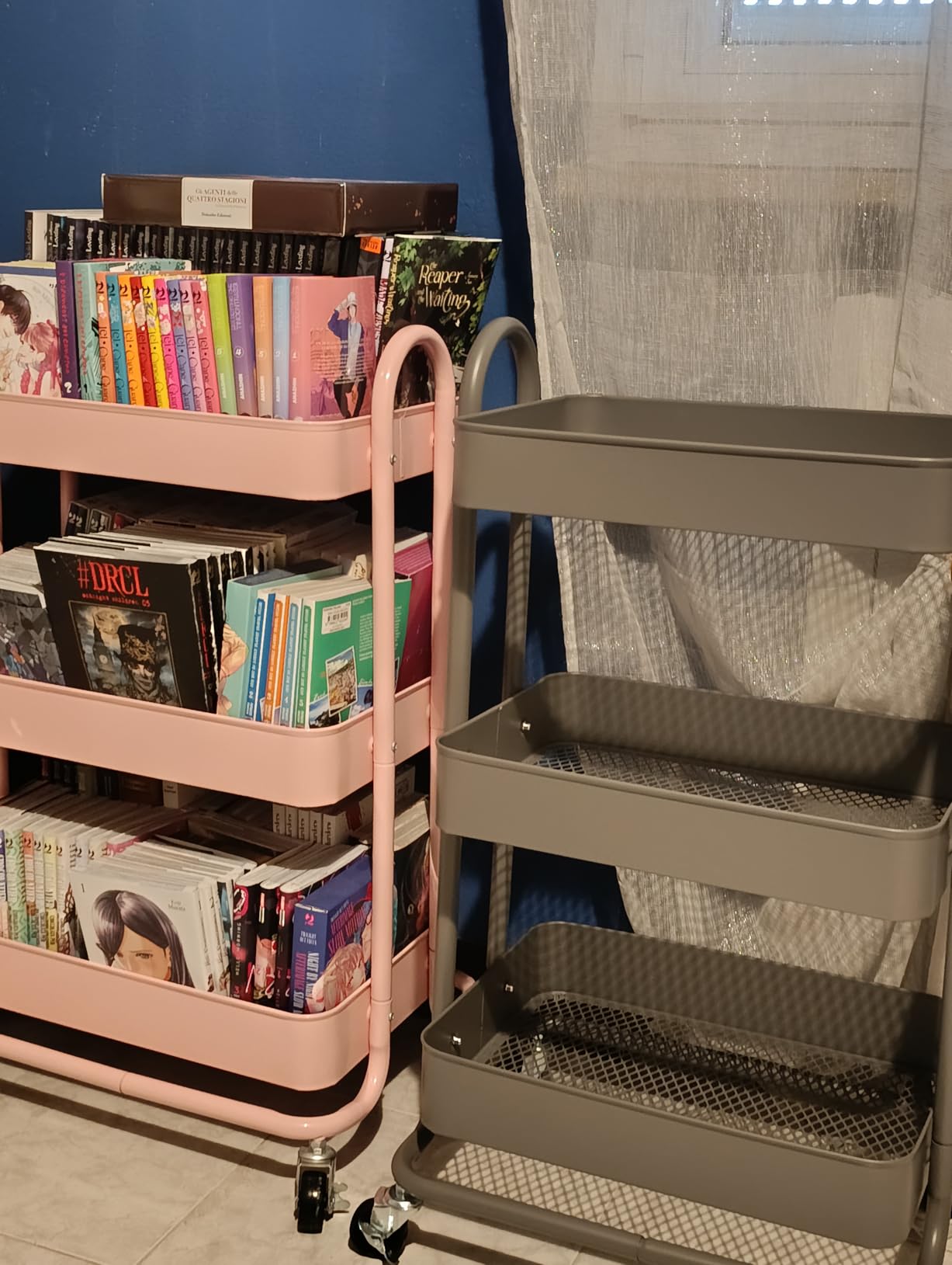 Amazon Basics Carrello 3 Ripiani con Ruote Rosa Antico Metallo