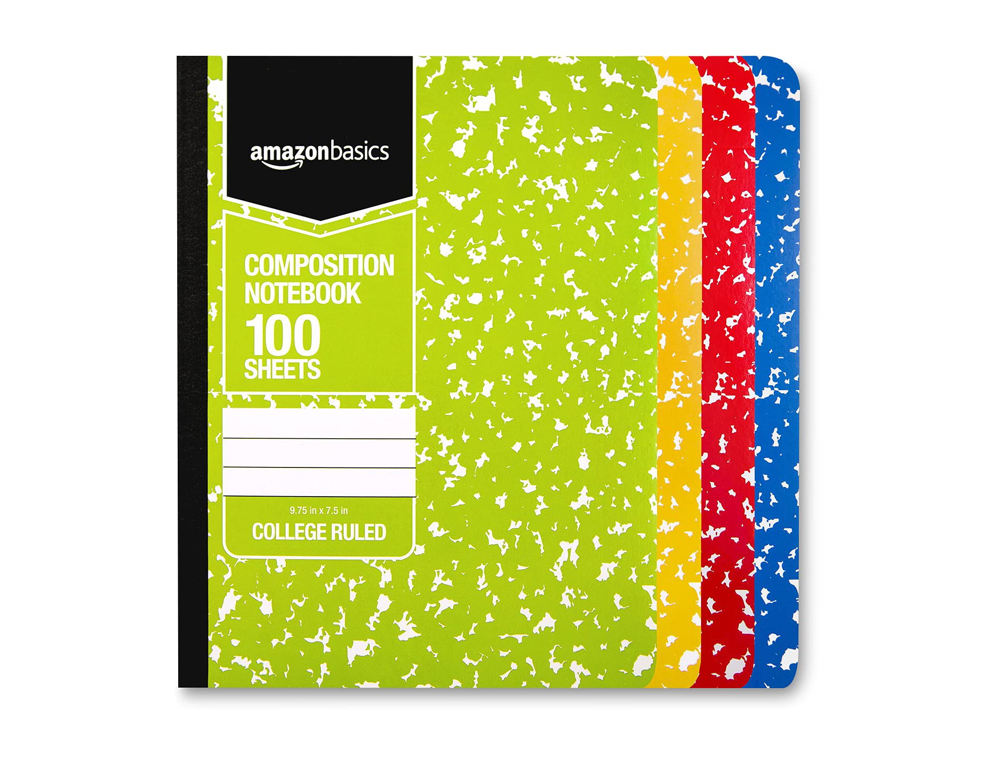 Amazon Basics College Quaderno a Righe 100 Fogli 4pz Marmo