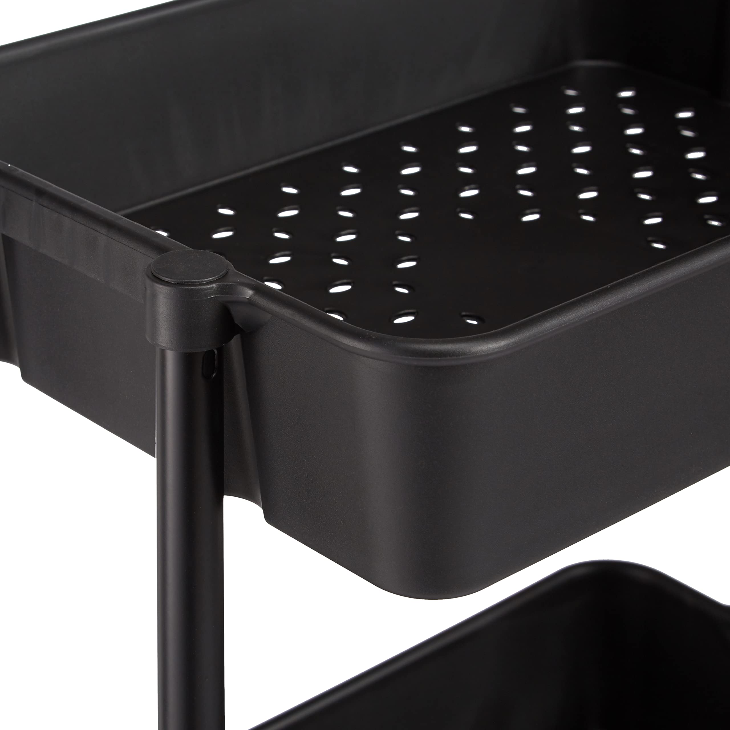 Amazon Basics Carrello 3 Ripiani Nero con Ruote