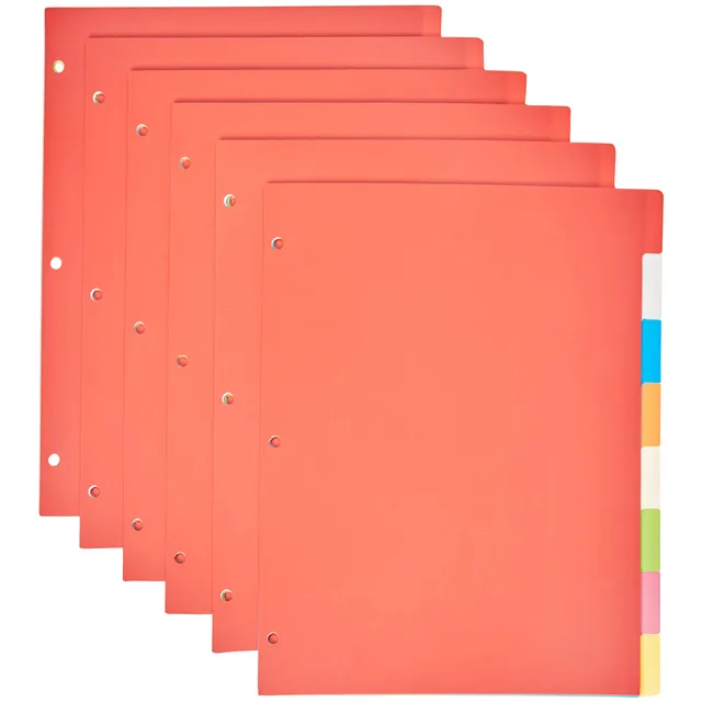 Amazon Basics Divisori 8 Linguette Lettera 6 Pezzi Colorati