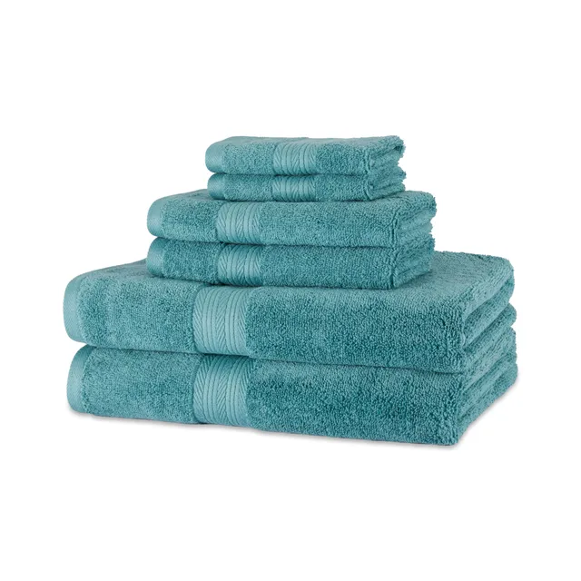 AmazonBasics Set Asciugamani Cotone Bio 6 Pezzi Verde Acqua