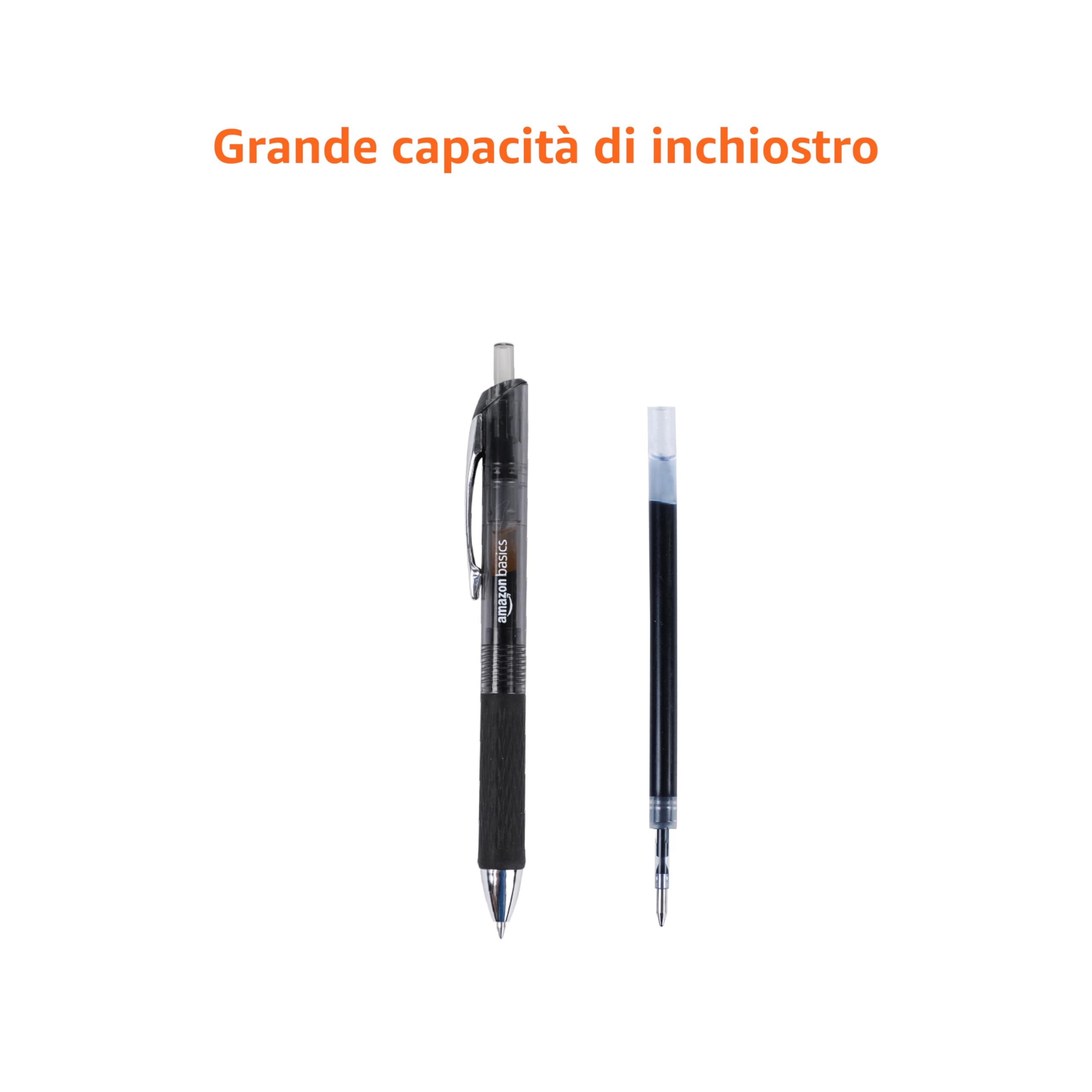 Amazon Basics Penne Gel Nere 12 Pezzi Punta 0,7 mm