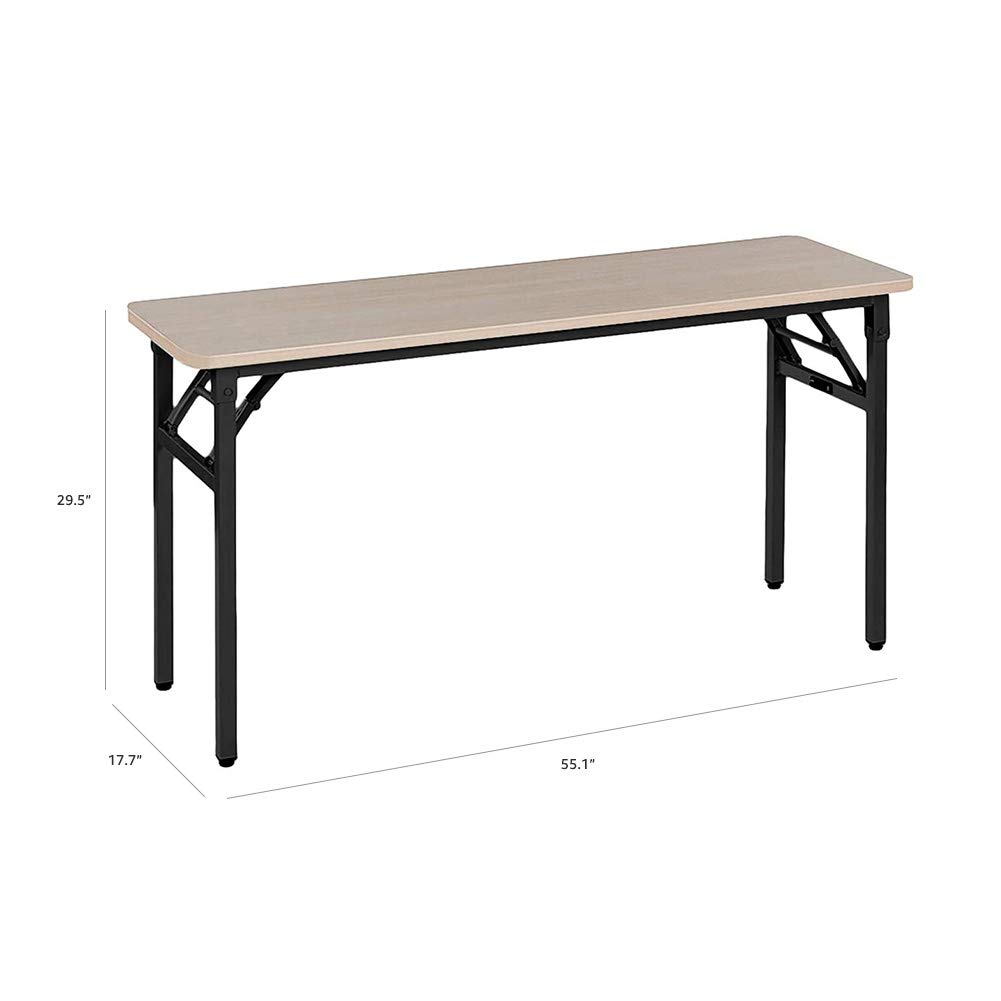 Amazon Basics Tavolo Pieghevole 140 cm Rovere Gambe Nere