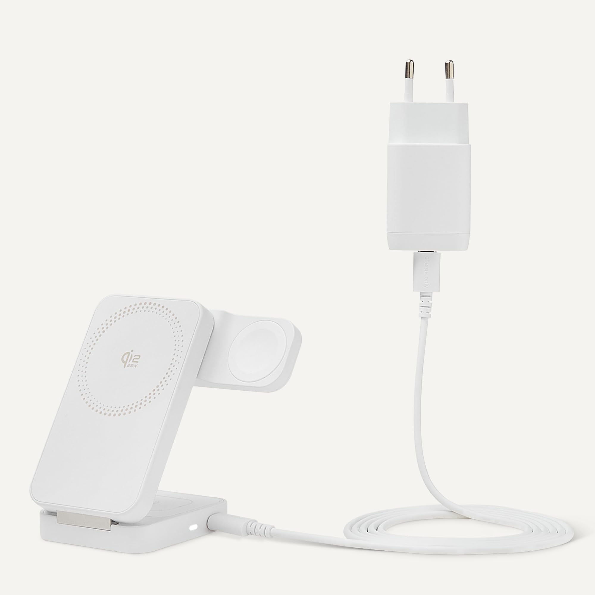 Amazon Basics Stazione Ricarica Wireless 3 in 1 Qi2.2 25W Bianco