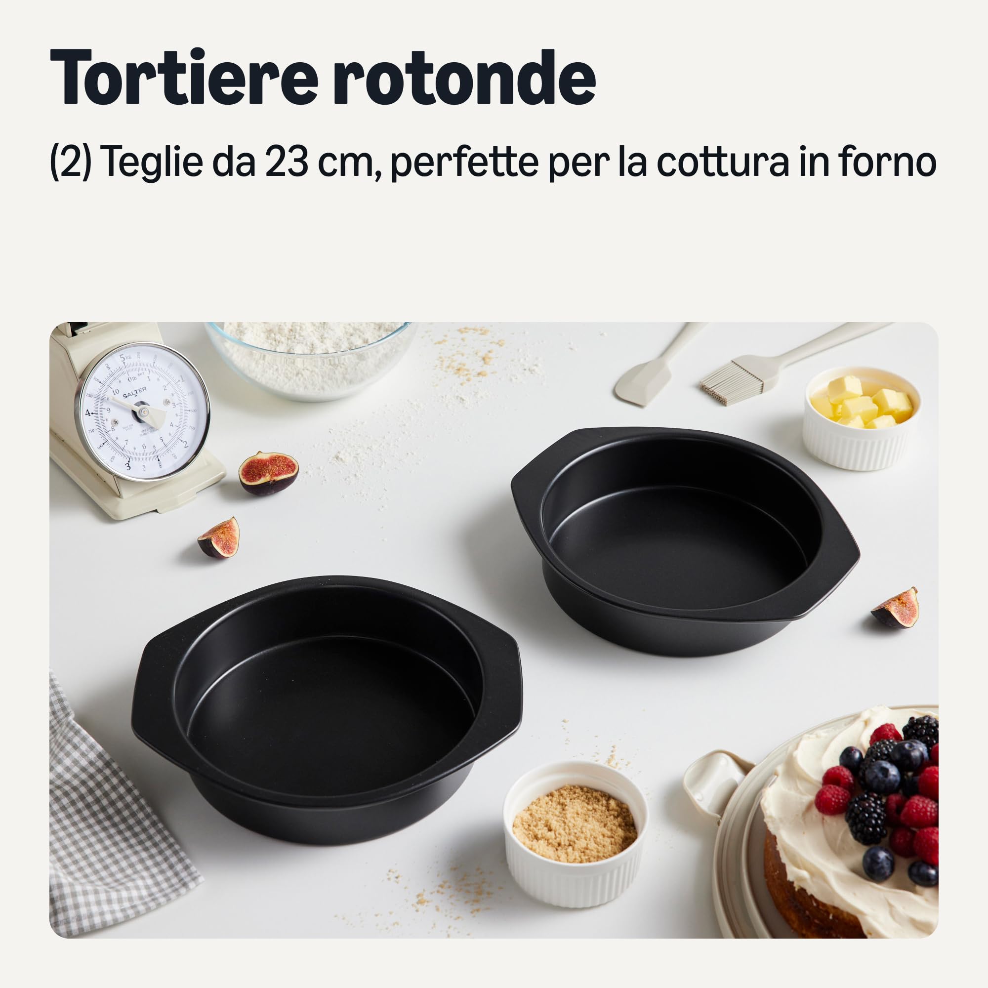 Amazon Basics tortiera rotonda antiaderente 23 cm set 2 pezzi