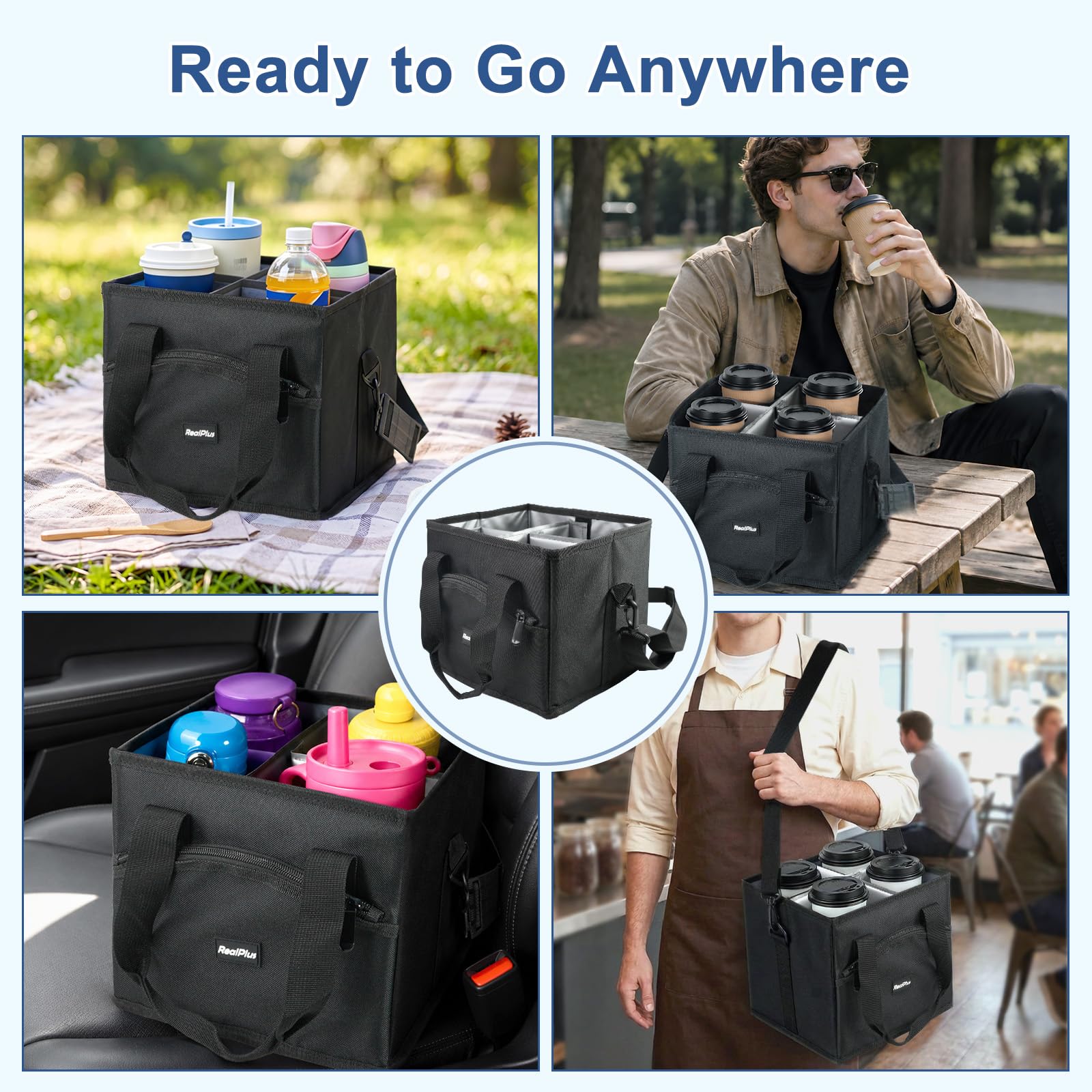 RealPlus borsa portabottiglie 4 bottiglie con tracolla