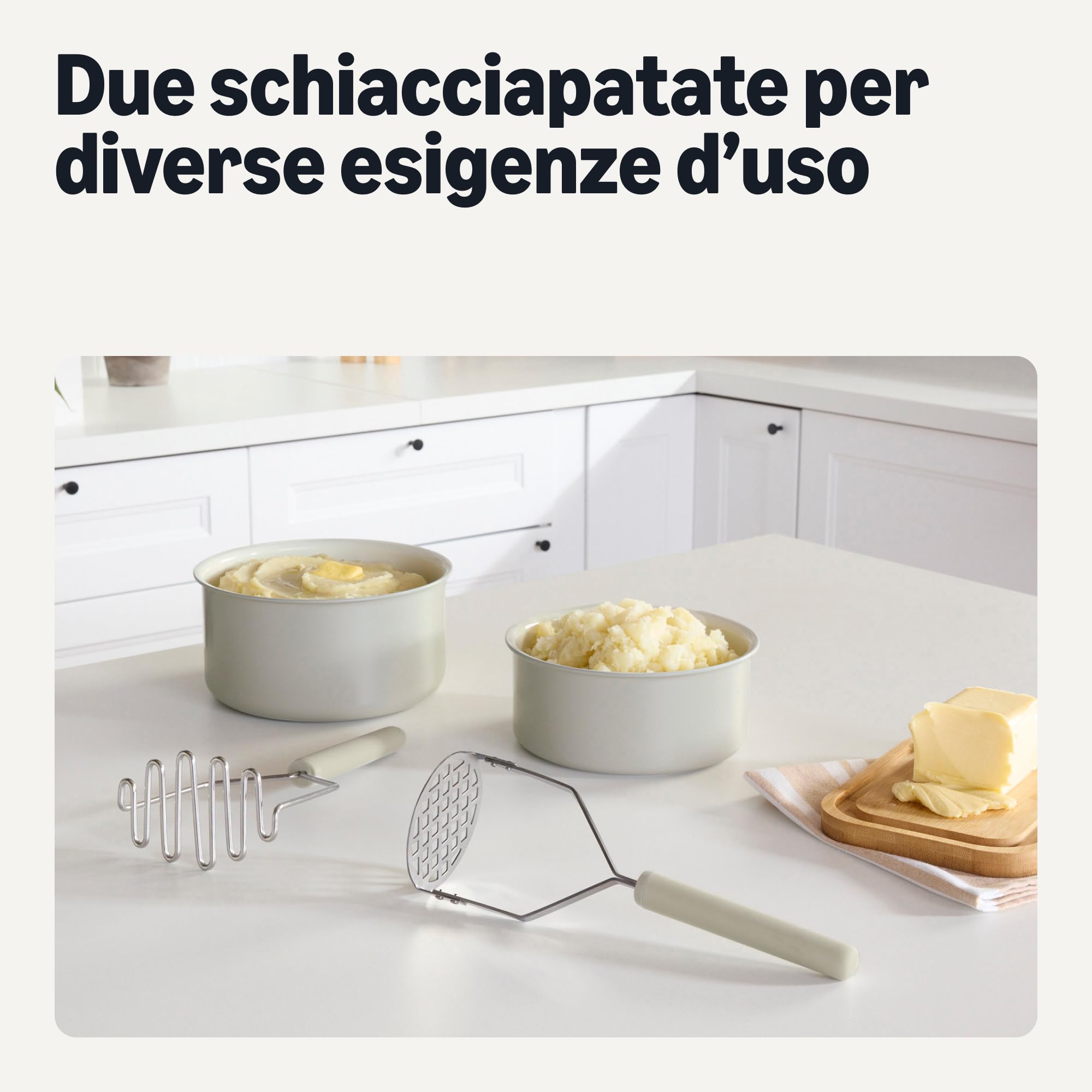 Amazon Basics Schiacciapatate Acciaio Inox Set 2 Pezzi