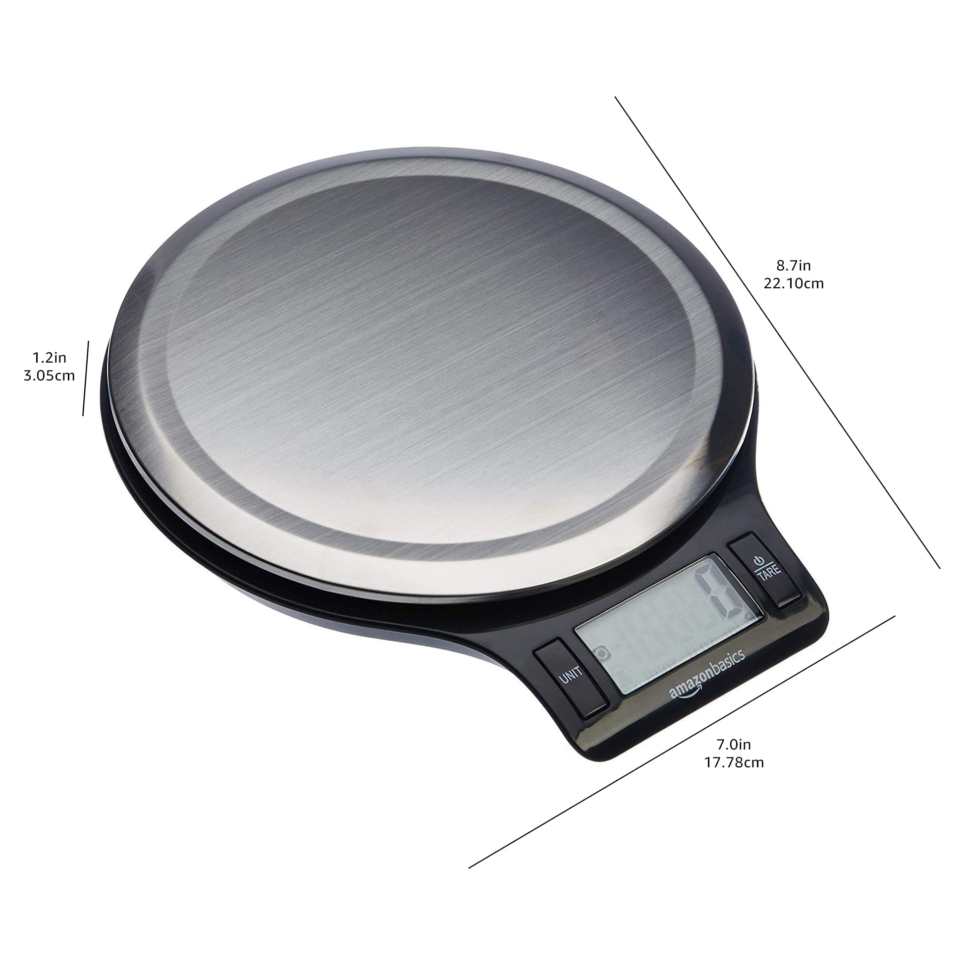 Amazon Basics Bilancia Cucina Digitale LCD Nero Acciaio 5 kg