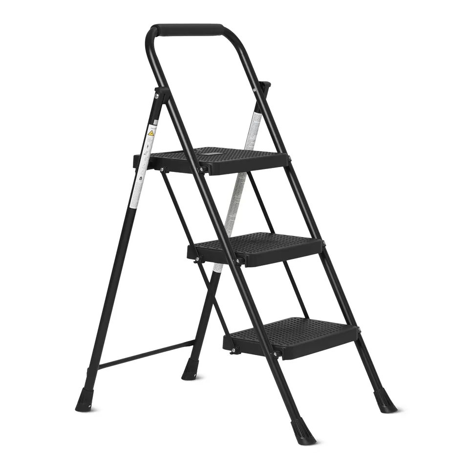 Amazon Basics Scala Pieghevole 3 Gradini Acciaio Nera 150kg