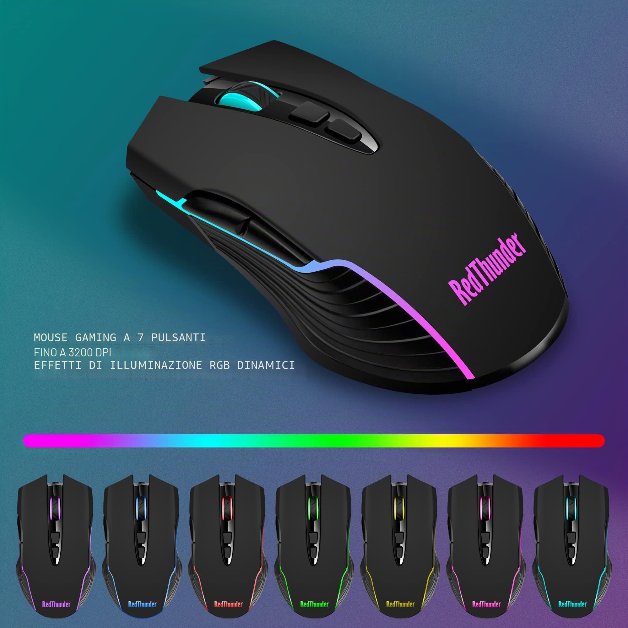 RedThunder K10 Set Tastiera Mouse Gaming Wireless Nero Retroilluminato